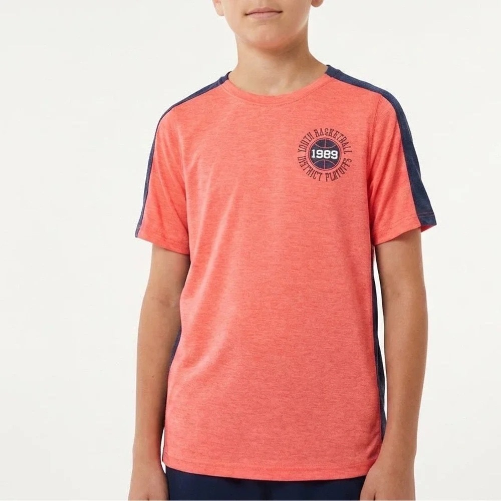 DSG Boys XL 18 Pieced Graphic Movement Tee Cabana Coral Basketball 1989 Shirt